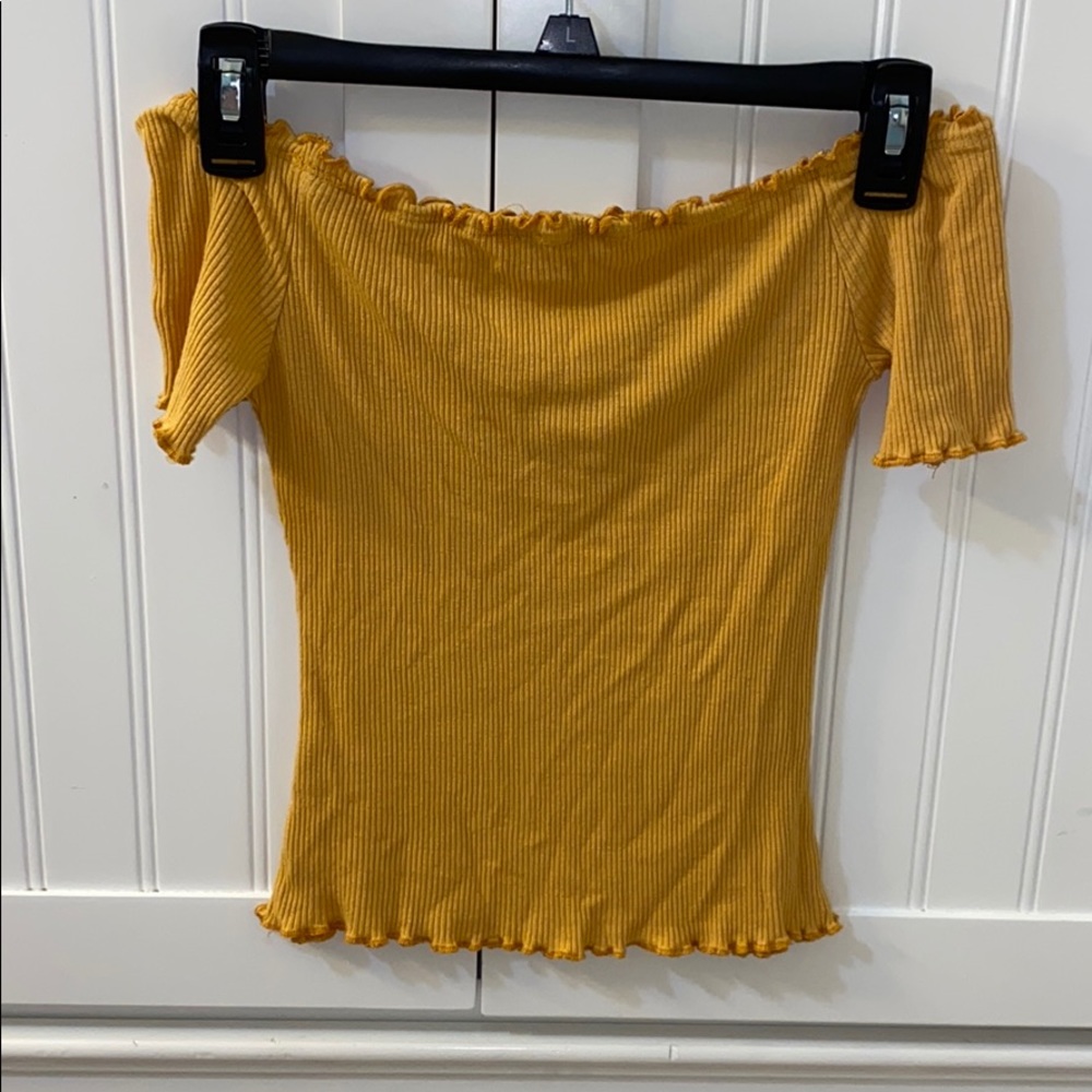 •Charlotte Russe Yellow Off the Shoulder Shirt - Picture 2 of 3
